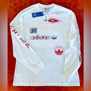 Brand New - Adidas Japanese Text Multi logo white long sleeve